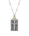 2028 Pewter Square Cross And Angel Slide Locket 28" Necklace In Pewter