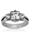 2028 Pewter Square Crystal Ring In Clear