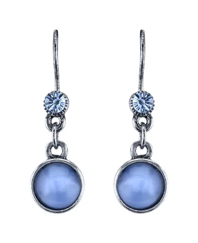 2028 Pewter Tone Lt. Blue Moonstone Drop Earrings