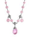 2028 Pink Beaded Briolette Pendant Necklace In Pink