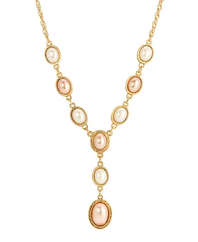2028 Pink Imitation Pearl Y-necklace