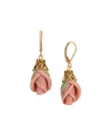 2028 Pink Porcelain Rose Bud Earrings In Pink