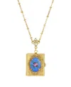 2028 Rectangular 4 Way Locket Necklace In Blue