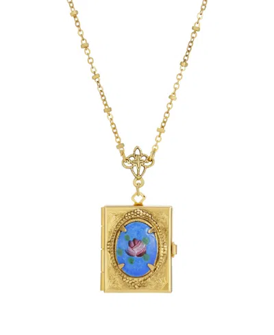 2028 Rectangular 4 Way Locket Necklace In Blue