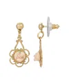 2028 Rose Filigree Drop Earrings In Peach