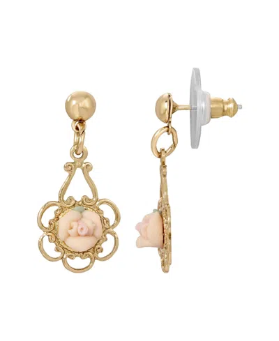 2028 Rose Filigree Drop Earrings In Peach