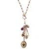 2028 Rose Gold-tone Purple Crystal Heart And Locket Charm Toggle Necklace 20" In Multi
