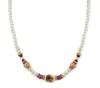 2028 Rose Gold-tone Simulated Pearl Purple Crystal Flower Beaded Necklace 15" Adjustable In Multi