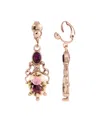 2028 Rose Purple Crystal Flower Clip Earrings In Purple