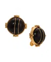 2028 Round Acrylic Button Clip Earrings In Black