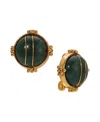 2028 Round Acrylic Button Clip Earrings In Green