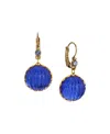 2028 Round Blue Ribbed Crystal Earring In Blue