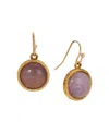 2028 Round Color Stone Wire Earrings In Purple