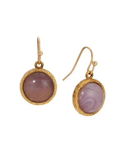 2028 Round Color Stone Wire Earrings In Purple