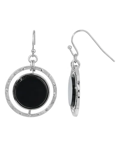 2028 Round Drop Earrings In Black