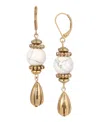 2028 Semi-precious Fluted Bead Lever Back Earrings In White