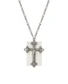 2028 Semi-precious Square Cross Necklace In White