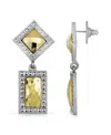 2028 Silver- Tone Gold-tone Stone Double Drop Square Earrings In Multi