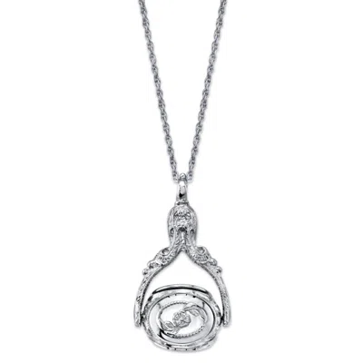 2028 Silver-tone 3-sided Spinner Locket Necklace 30"