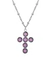 2028 Silver-tone Amethyst Purple Swarovski Elements Cross 16" Adjustable Necklace In Purple