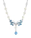 2028 Silver-tone Aqua And Mother Of Pearl Necklace In White