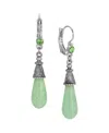 2028 Silver Tone Aventurine Teardrop Earrings In Green