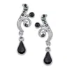 2028 Silver-tone Black And Hematite Color Crystal Vine Drop Earrings In Black