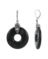 2028 Silver Tone Black Round Drop Earrings In Black