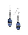 2028 Silver Tone Blue Bead Drop Earrings In Blue