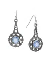 2028 Silver Tone Blue Crystal Drop Earrings In Blue