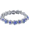 2028 Silver-tone Blue Flower Stretch Bracelet In Blue
