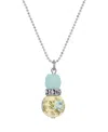 2028 Silver-tone Blue Rose Bead Drop Necklace In Blue