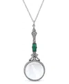 2028 Silver Tone Brown And Hematite Magnifier 28" Necklace In Green