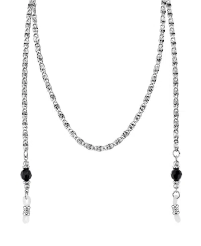 2028 Silver-tone Chain Black Bead Eyeglass Holder 30" In No Color