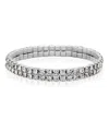 2028 Silver-tone Clear Crystal 2-row Rhinestone Stretch Bracelet In Clear
