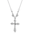 2028 Silver Tone Cross Crystal Necklace In Silver