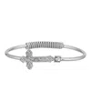 2028 Silver-tone Cross Hinge Bangle Bracelet In Gray