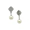 2028 Silver-tone Crystal And Simulated Pearl Round Drop Earrings In Silver