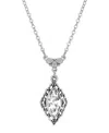 2028 Silver-tone Crystal Diamond Drop 16" Adjustable Necklace In White