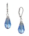 2028 Silver-tone Crystal Faceted Drop Earrings In Blue