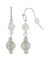 2028 Silver-tone Crystal Fireball And Filigree Drop Earrings In Gray