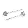 2028 Silver-tone Crystal Flower Bobby Pin Set In Silver