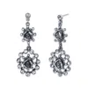2028 Silver-tone Crystal Flower Double Drop Earrings In Silver