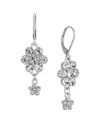 2028 Silver Tone Crystal Flower Earrings In White