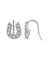2028 Silver Tone Crystal Horseshoe Wire Earrings In Clear