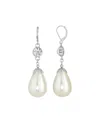 2028 Silver-tone Crystal Large Imitation Pearl Pear Shape Drop Earring In White
