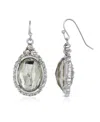 2028 Silver-tone Crystal Oval Drop Earrings In Clear