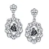 2028 Silver-tone Crystal Oval Flower Drop Earrings In Silver
