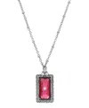 2028 Silver-tone Crystal Pendant Necklace In Fuchsia