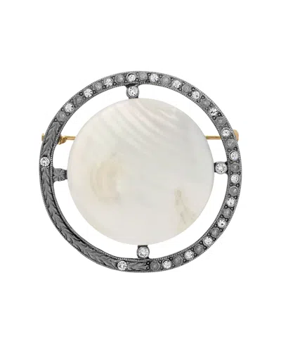 2028 Silver Tone Crystal Pink Cultured Mother Of Pearl Brooch